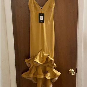 Gold Satin Midi Dress
